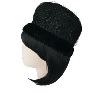 Vintage Henry Pollak Wool Bubble Hat w Polka Dot Details and Netting